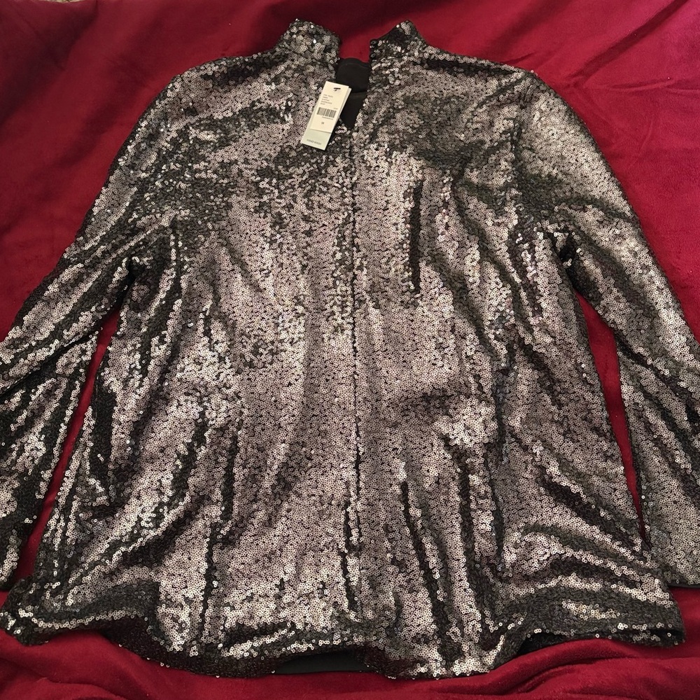 Lane Bryant Sequin Black Mockneck Top NWT - Picture 5 of 6